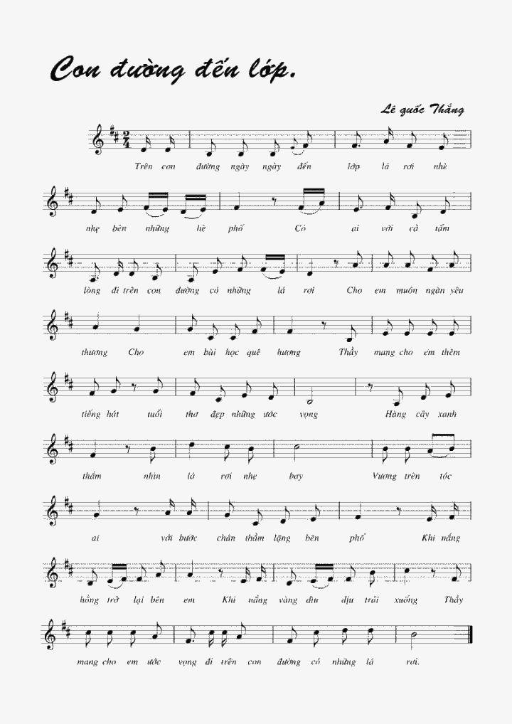 Sheet nhạc Con Đường Đến Lớp